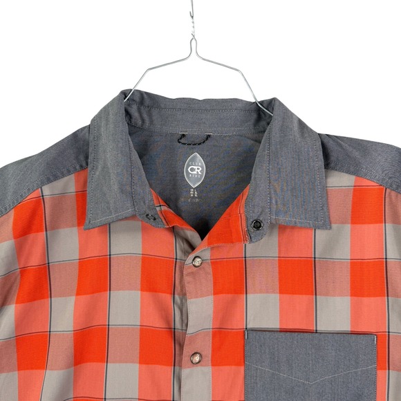 Club Ride Shirt Men's Large Orange Short Sleeve Cycling Casual Pearl Snap - Picture 1 of 9